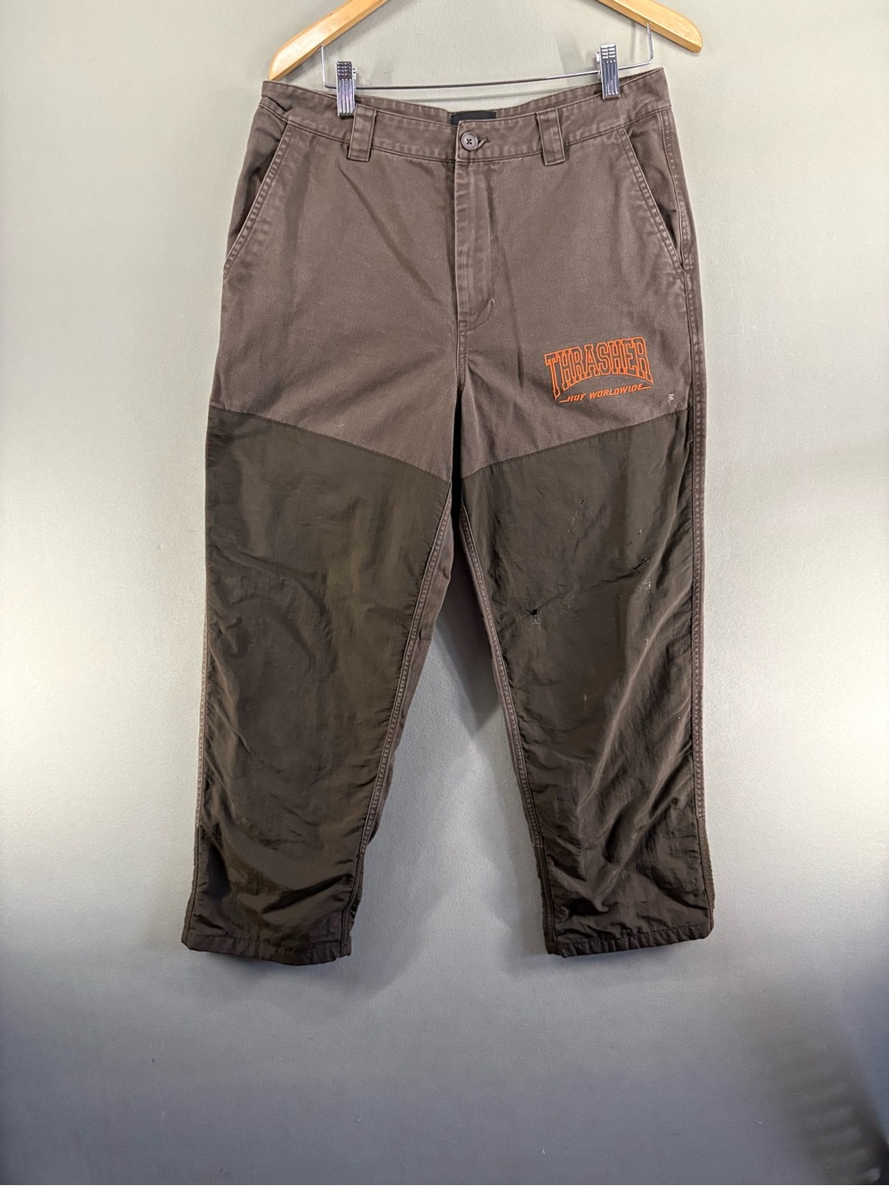 HUF x Thrasher Collab Work Pants Brown 30x30 Skatewear Style